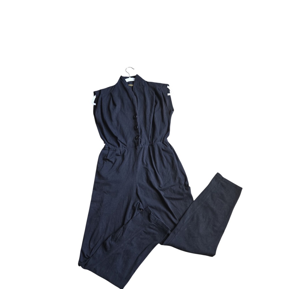 Nooworks Magic Cuit Black Cotton Lycra Sleeveless Button Front Jumpsuit XS - Picture 12 of 14